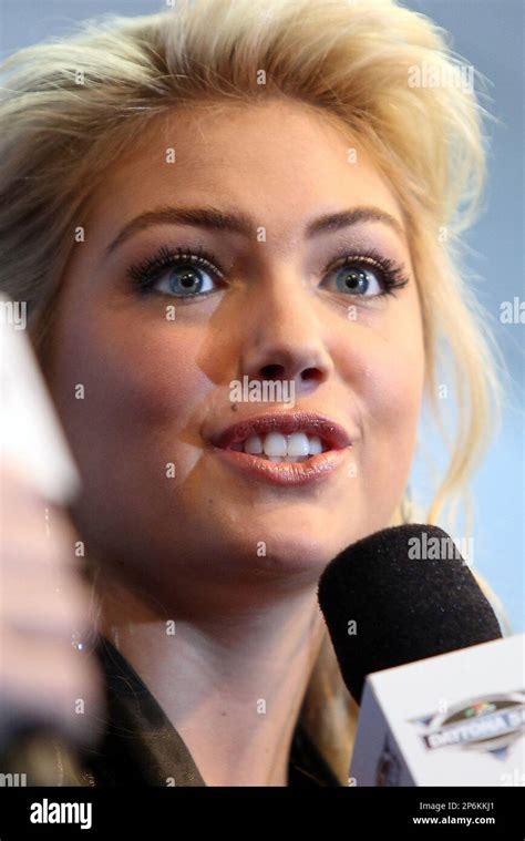 Honorary Starter And Model Kate Upton Speaks To Members Of The Media