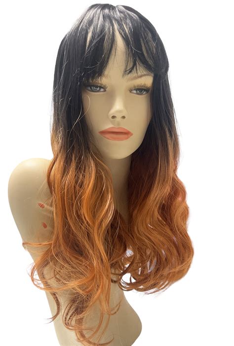 Long Curly Dark Golden Brown Ombre Wig Perth Hurly Burly Hurly Burly