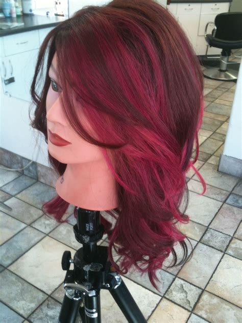 Ms Alexa Rockstar Hair Red Brown And Hot Pink Panels Of Color Hair