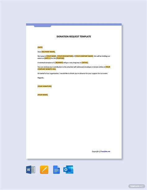 Free Printable Donation Letter Template - Printable Form, Templates and ...