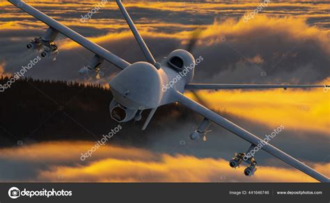 General Atomics Reaper Drone Flying Mountains Sunset Stock Editorial