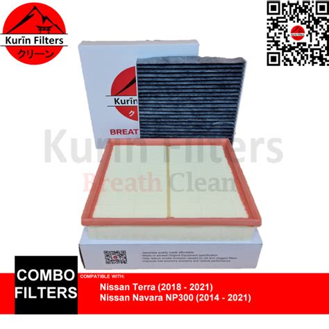 Genuine KURIN Combo Filters Air Charcoal Cabin For Nissan Terra