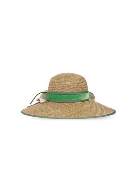 Gucci Floral Detailed Wide Brim Hat In Natural Lyst