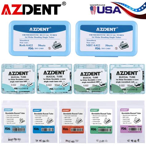 AZDENT Dental Orthodontic Buccal Tubes 1st 2nd Molar Tube Roth MBT 022