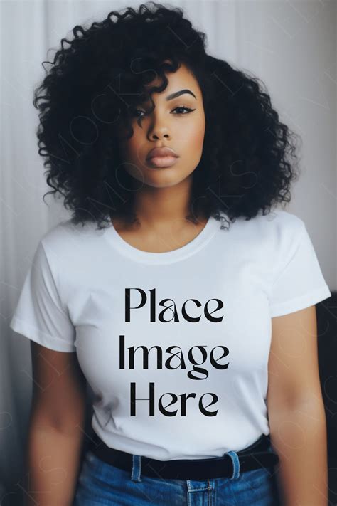 Curvy Model Mock Up Black T Shirt Black Model Mockup African American Female Model Black