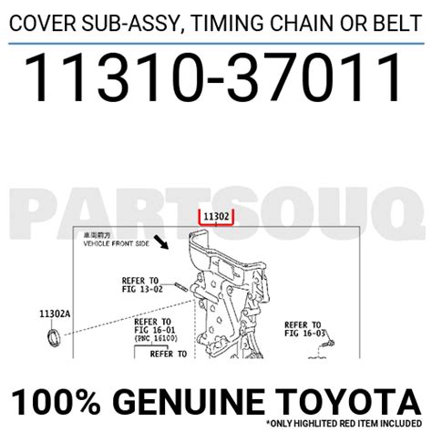 1131037011 Genuine Toyota Cover Sub Assy Timing Chain Or Belt 11310