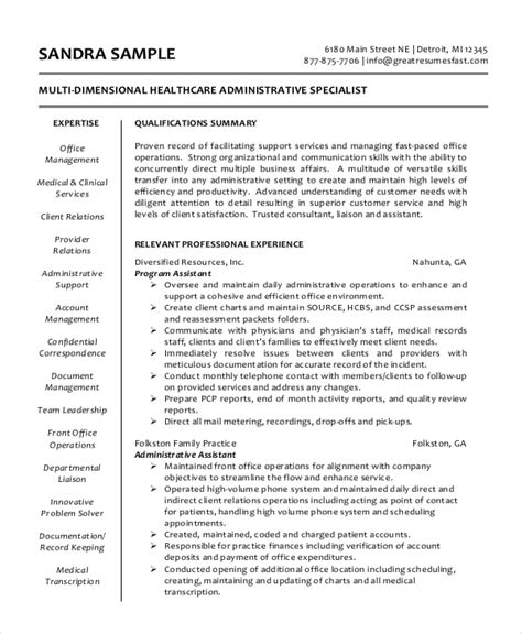 Free 9 Sample Administrative Assistant Resume Templates In Ms Word Pdf