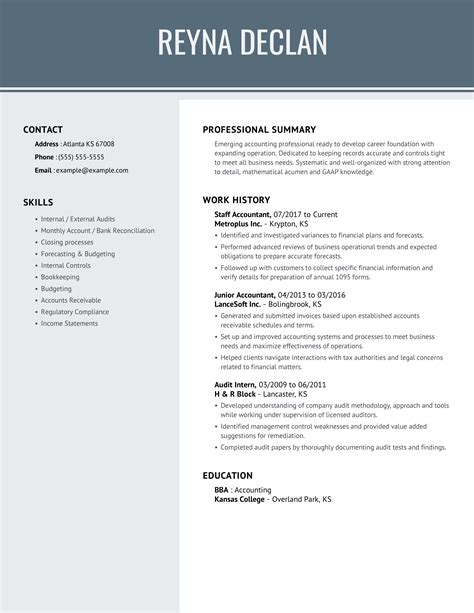 Professional Staff Accountant Resume Examples Livecareer