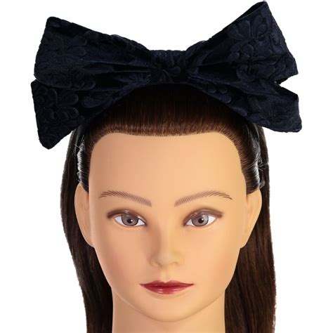 Riqki Girls Headband Hb1923 Embossed Velvet Bow Double Header Usa