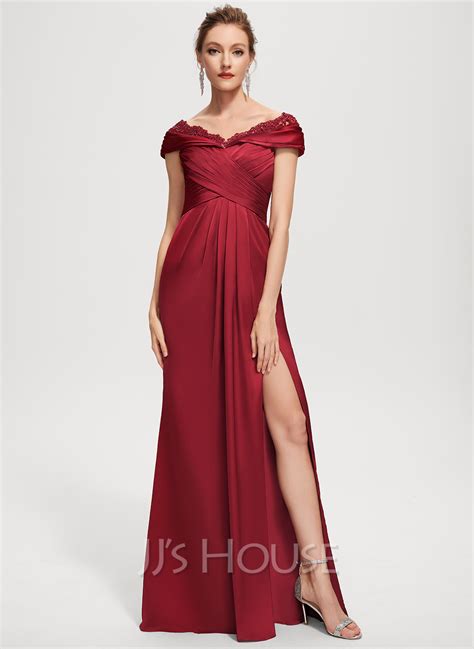 Sheath Column Off The Shoulder Floor Length Evening Dress With Ruffle