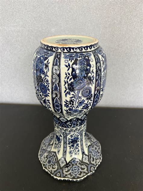 Vintage Belgium Delft Blue And White Vase By Boch For Royal Sphinx