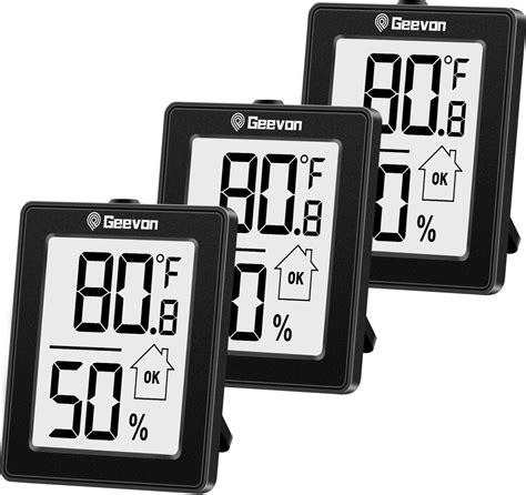 Geevon Digital Hygrometer 3 Pack Indoor Thermometer Room Humidity Gauge