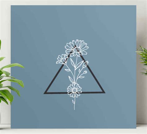 Cuadro Flores Flores Minimalistas Con Triangulo TenVinilo