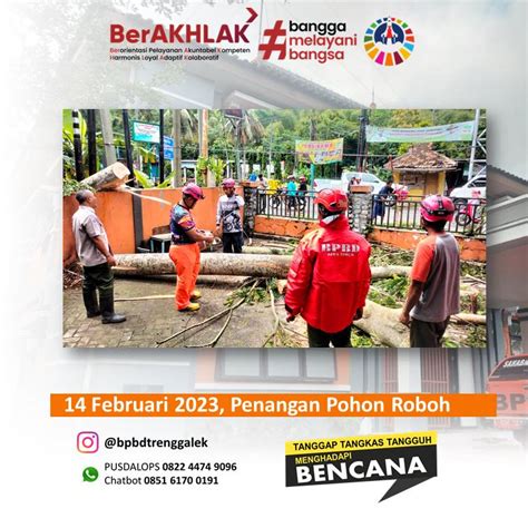 Selasa 14 Februari 2023 Penangan Pohon Roboh Di Desa Ngantru Kec