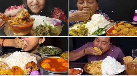 Asmr Eating Chicken Curry Mutton Curry Egg Masala Soyabean Masala