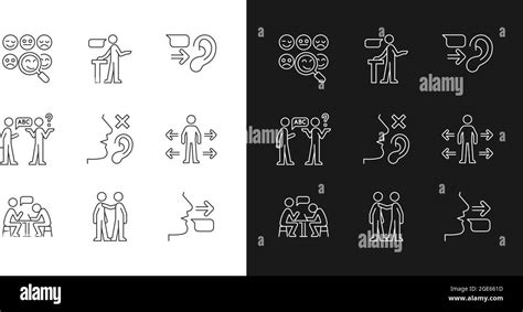 Effective Communication Linear Icons Set For Dark And Light Mode Stock