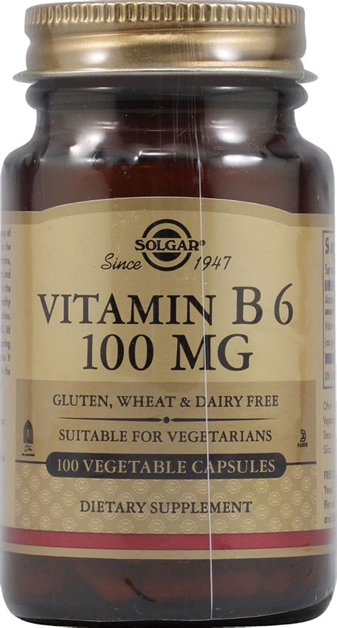 Solgar Vitamin B6 100 Mg 100 Vegetable Capsules Vitacost