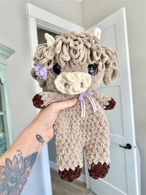 Crocheted Highland Cow Plushie Stuffed Animals Nellas Cottage Cow Toy