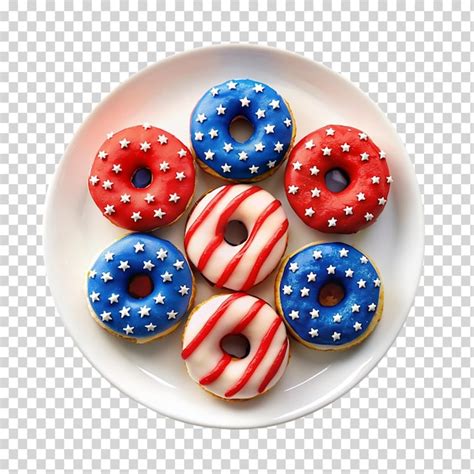 Premium Psd Donuts With Patriotic Red White And Blue On Transparent