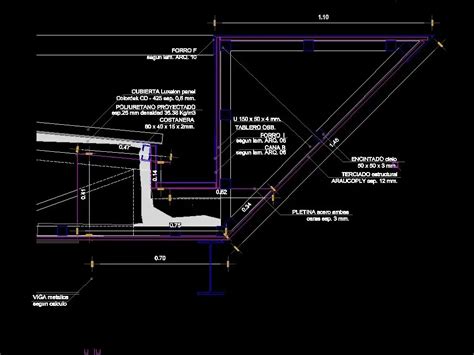 Detalhe Da Cobertura Em Estrutura Met Lica No Autocad Biblioteca Cad