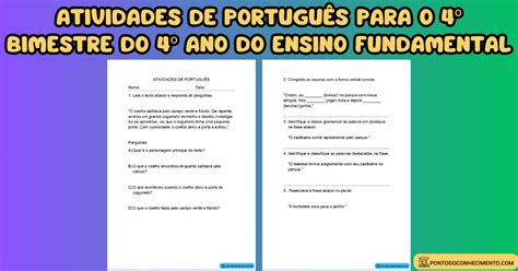 Arquivo de Atividades de português para o 4º bimestre do 4º ano do