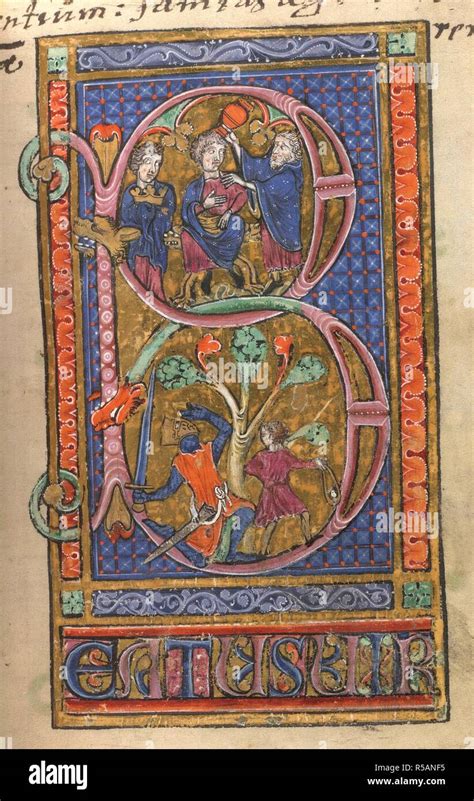 Historiated Initial Beatus With The Annointing Of David And David