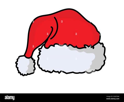 Santa Hat Vector Illustration Red And White Cap Isolated On White