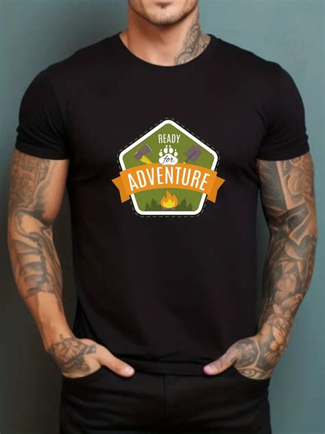 Ready For Adventure Print Mens Graphic Design Crew Neck Temu New Zealand