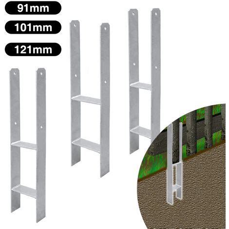 SWANEW 2x Ancrage H support de poteau douille à enfoncer 600MM Ancrage