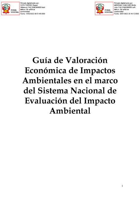 Guía De Valoración Económica De Impactos Ambientales En El Marco Del