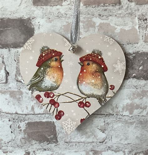 Christmas Robins Decoration Hanging Decoration Christmas Etsy Uk