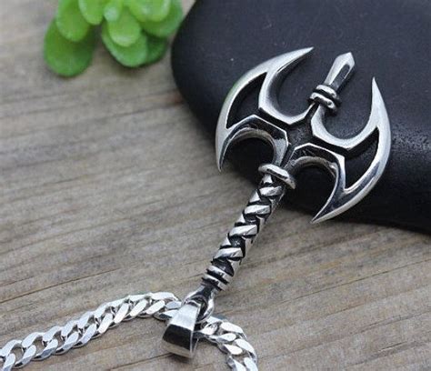 Sterling silver Viking axe necklace, Viking axe Jewelry. Viking axe pendant. Norse jewelry. I ...