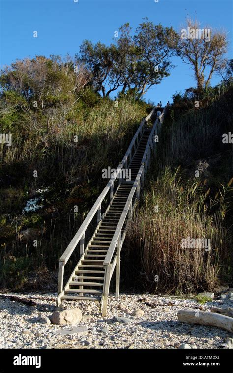 Stairway To Beach At Horton Point Southold Long Island New York Usa