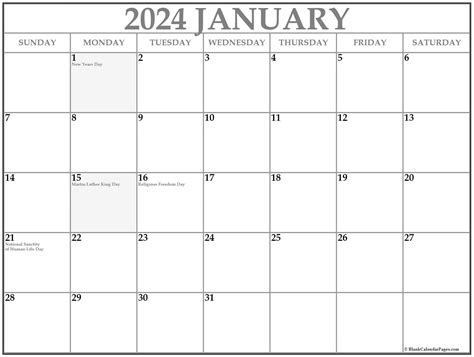 January 2024 with holidays calendar