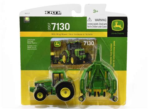 1/64 John Deere 7130 Tractor With Wing Mower - Daltons Farm Toys