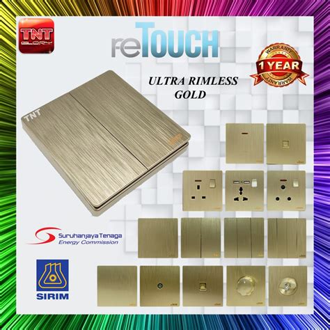 Sirim Retouch Ultra Gold Rimless Switch Socket 13a Usb 15a 20a Doorbell Tv Dimmer Shopee Malaysia