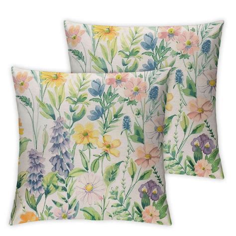 Ullo Ord Spring Summer Pillow Covers Inch Daisy Flowers Grass Throw