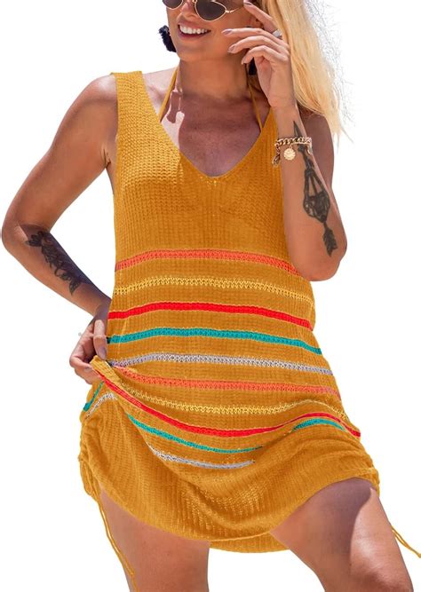 Eddoyee Beach Coverup For Women Tunic Crochet Bathing Suit Cover Up