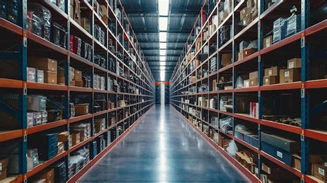 Premium Photo Interior Of A Storage Warehouse With Shelves Full Of Goods