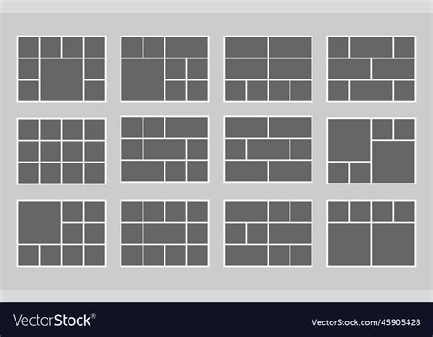 Simple Moodboard Grid Photo Collage Templates Set Vector Image