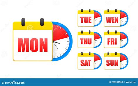 Calendar Web Buttons Days Of The Week The Days Of Week Badges Set