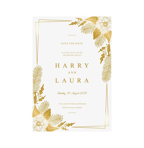 Premium Vector Gold Floral Wedding Invitation Card Template