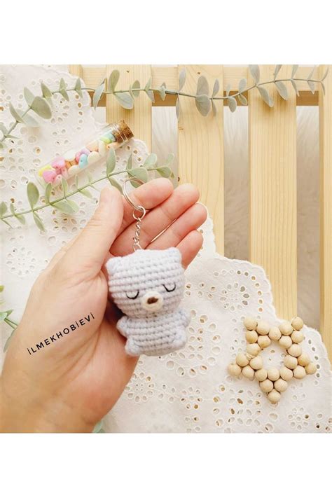 ilmekhobievi Amigurumi Sevimli Uykucu Ayıcık Anahtarlık Ve Oyuncak