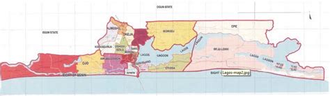 Map of Lagos State showing the five districts and 20 LGAs (see online ...