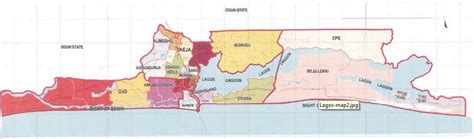 Map of Lagos State showing the five districts and 20 LGAs (see online ...