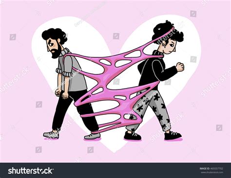 Couple Wants Separate They Stuck Together Stock Illustration 465557702