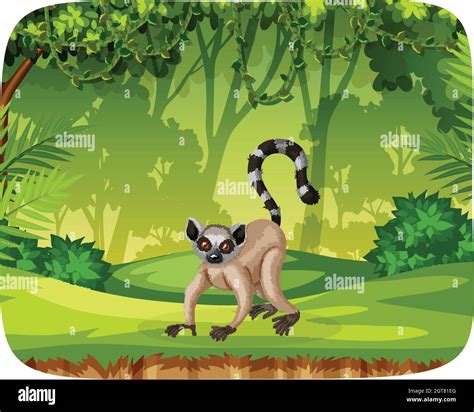 Monkey In Jungle Scene Stock Vector Image And Art Alamy