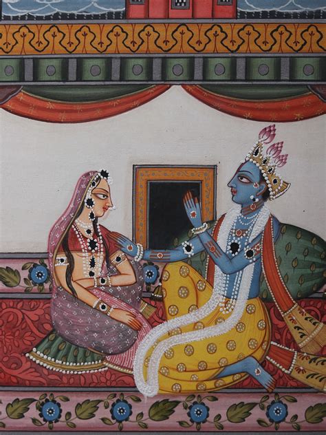 Radha Krishna Watercolor Painting Exotic India Art