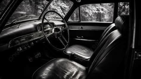 Black And White Image Of Old Car Interior Background, Inside A Car ...