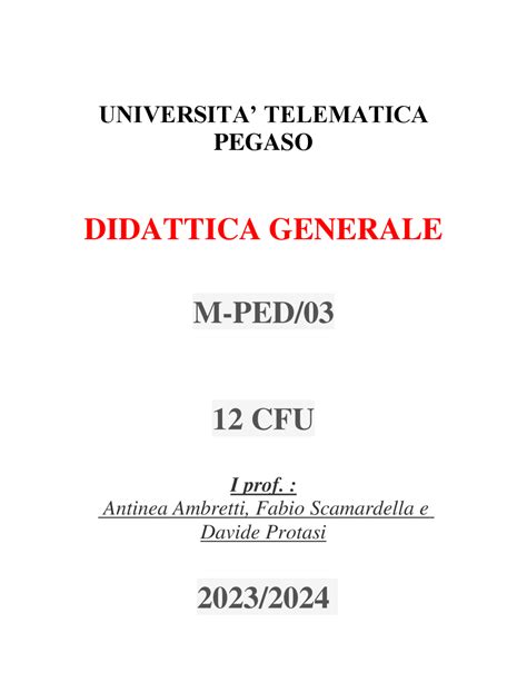 Panieri Domande D Esame Test Didattica Generale Cfu Pegaso